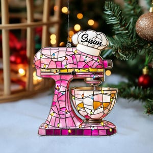 Custom Baking Mixer Suncatcher Ornament, Personalized Acrylic Baker Christmas Gift